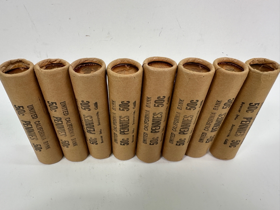 (8) Uncirculated Rolls Of 1968 S Lincoln Pennies From The United California Bank [Photo 4]