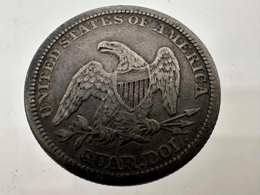 Antique 1861 Seated Liberty Silver Quarter [Photo 5]