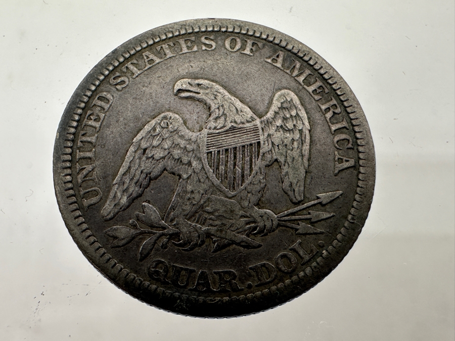 Antique 1861 Seated Liberty Silver Quarter [Photo 4]