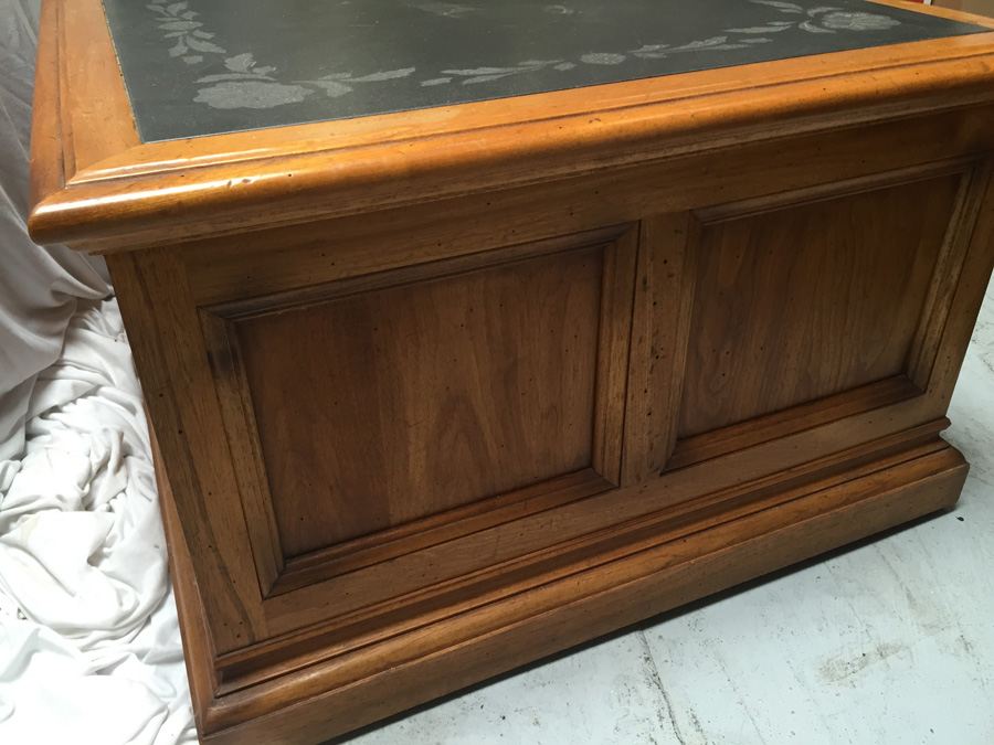 French In The Country Manner by Drexel Cabinet With Slate Top On Casters [Photo 8]
