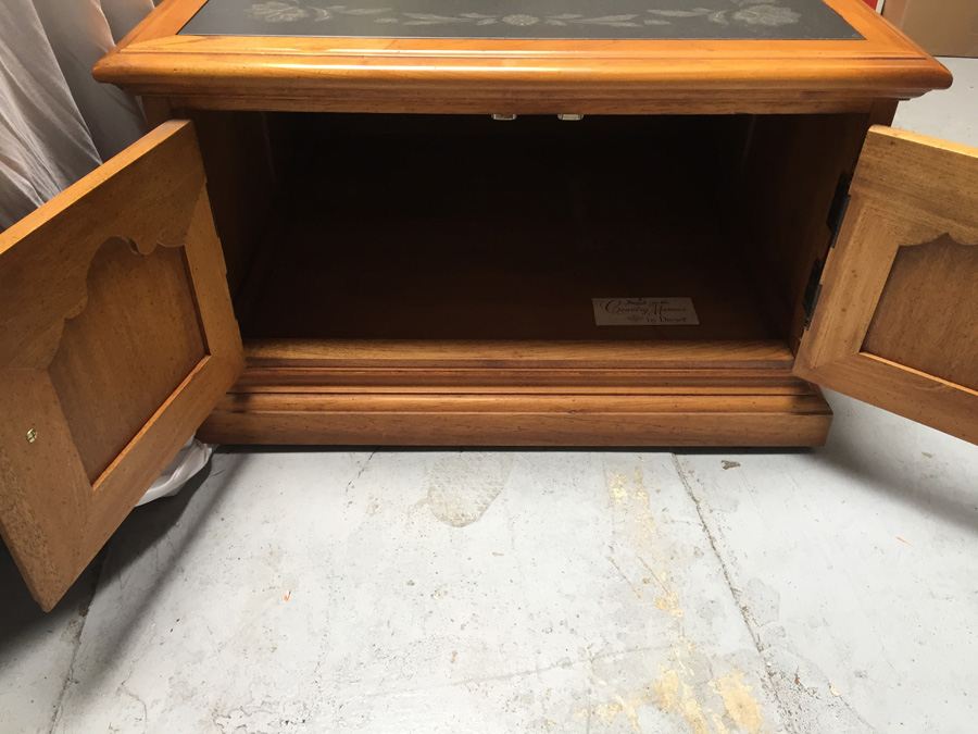 French In The Country Manner by Drexel Cabinet With Slate Top On Casters [Photo 12]