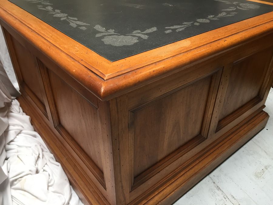 French In The Country Manner by Drexel Cabinet With Slate Top On Casters [Photo 9]