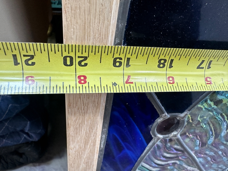 Modernist Stained Glass Window With Wooden Frame 20 X 26 [Photo 4]