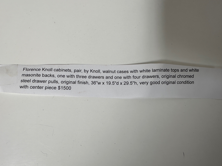 Florence Knoll Three-Piece Walnut Dresser And Vanity Set With Floating Desk - Period 1950's Mid-Century Modern Piece (Pair Of Dressers Can Be Separated) Each Dresser Is 36'W And Desk Is 28'W X 20'D X 29'H [Photo 21]