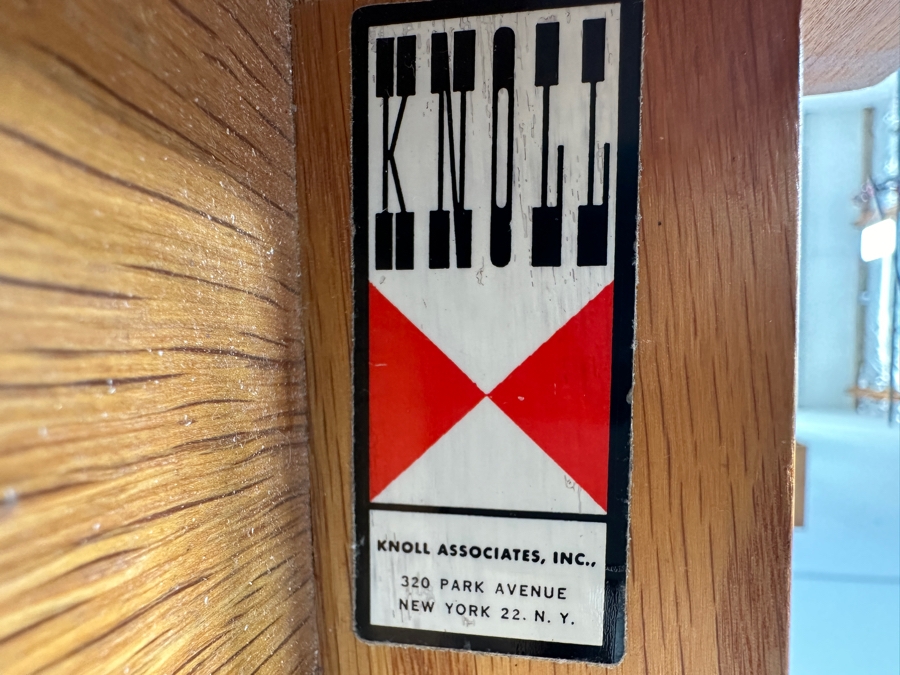 Florence Knoll Three-Piece Walnut Dresser And Vanity Set With Floating Desk - Period 1950's Mid-Century Modern Piece (Pair Of Dressers Can Be Separated) Each Dresser Is 36'W And Desk Is 28'W X 20'D X 29'H [Photo 9]