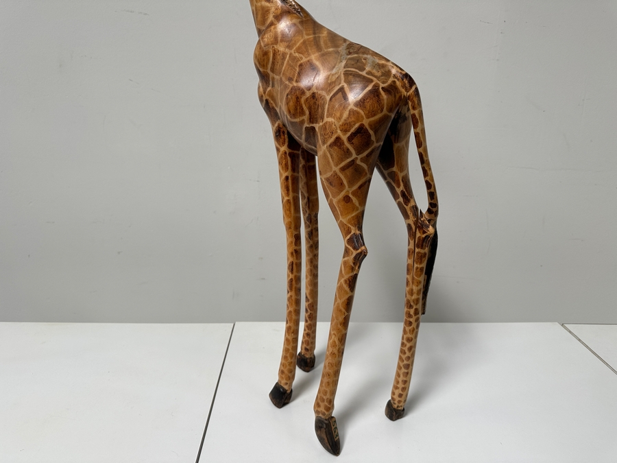 36'H Carved Wooden Giraffe Statue (Ears Are Damaged And Split In Wood - See Photos) [Photo 6]