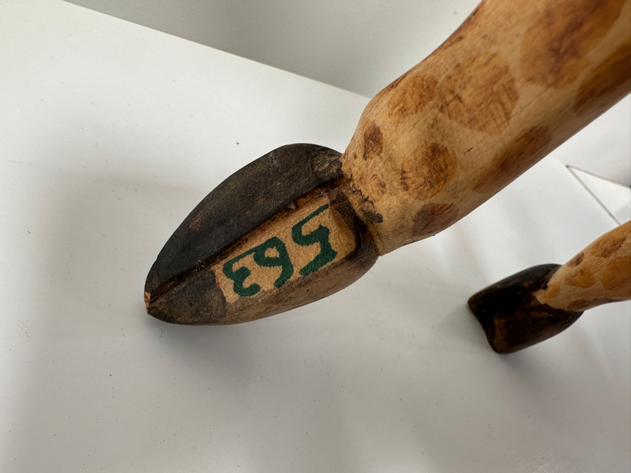 36'H Carved Wooden Giraffe Statue (Ears Are Damaged And Split In Wood - See Photos) [Photo 7]