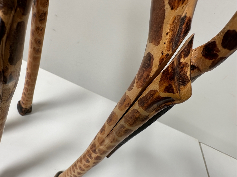 36'H Carved Wooden Giraffe Statue (Ears Are Damaged And Split In Wood - See Photos) [Photo 4]