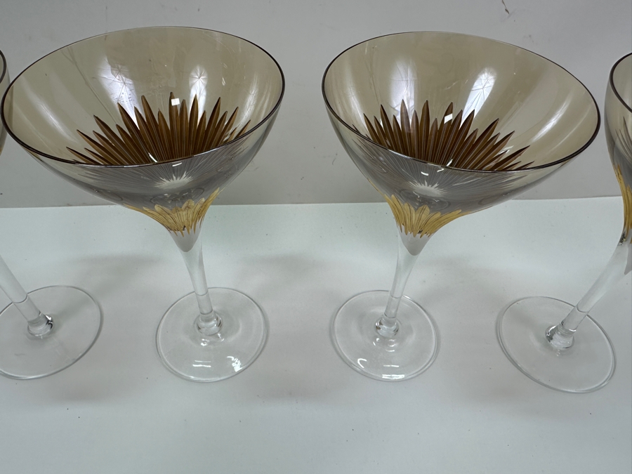 Etched Crystal Stemware Glasses With Gold Leaf 7.25'H [Photo 5]