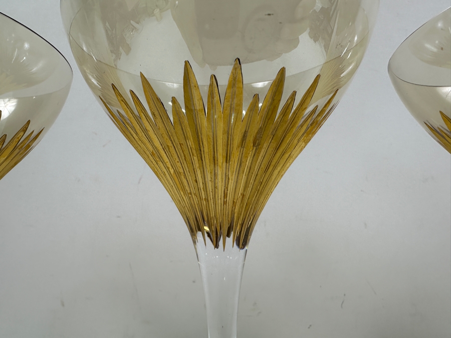 Etched Crystal Stemware Glasses With Gold Leaf 7.25'H [Photo 4]