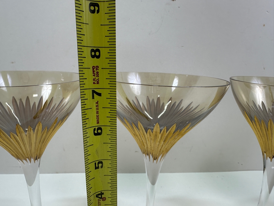 Etched Crystal Stemware Glasses With Gold Leaf 7.25'H [Photo 6]