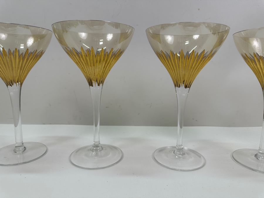 Etched Crystal Stemware Glasses With Gold Leaf 7.25'H [Photo 2]