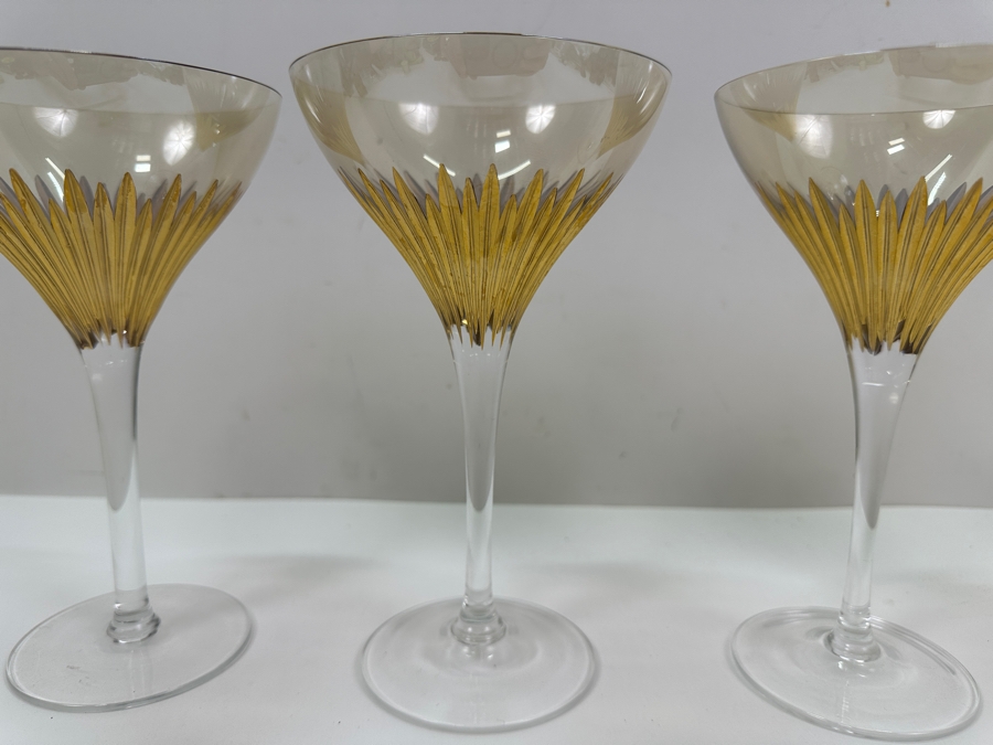 Etched Crystal Stemware Glasses With Gold Leaf 7.25'H [Photo 3]