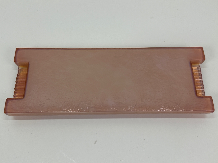 Vintage Pink Glass Tray With Handles And Circular Indentation 12.5W X 4.5D X 1.5H [Photo 7]