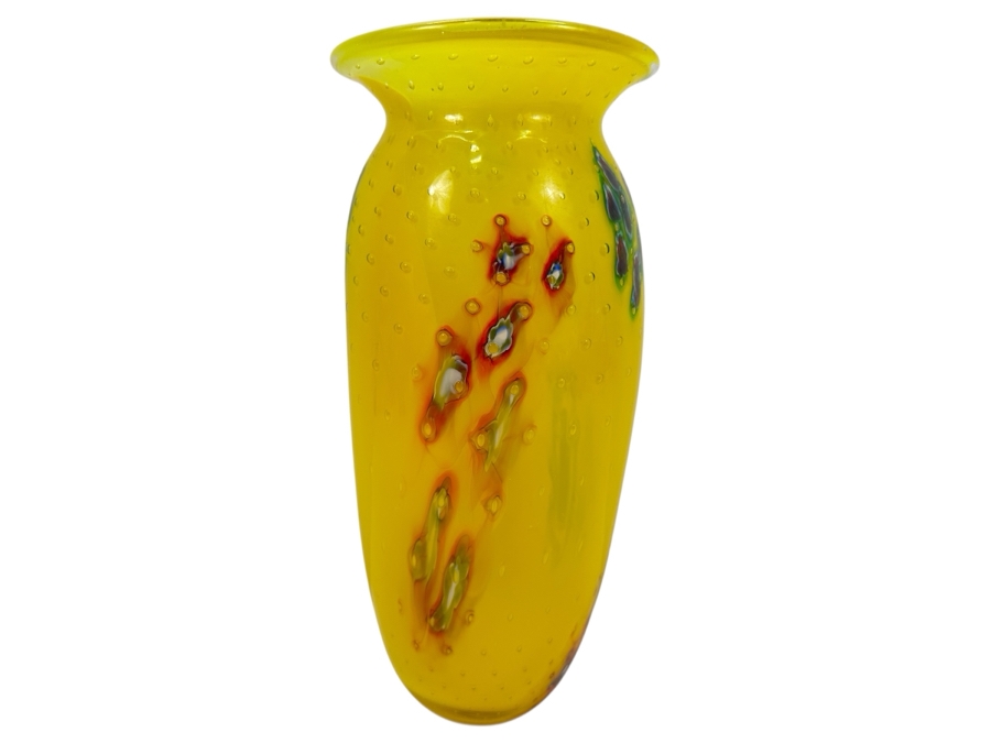 Patricia Yockey Signed Art Glass Vase 11.5'H