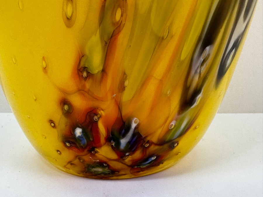 Patricia Yockey Signed Art Glass Vase 11.5'H [Photo 5]