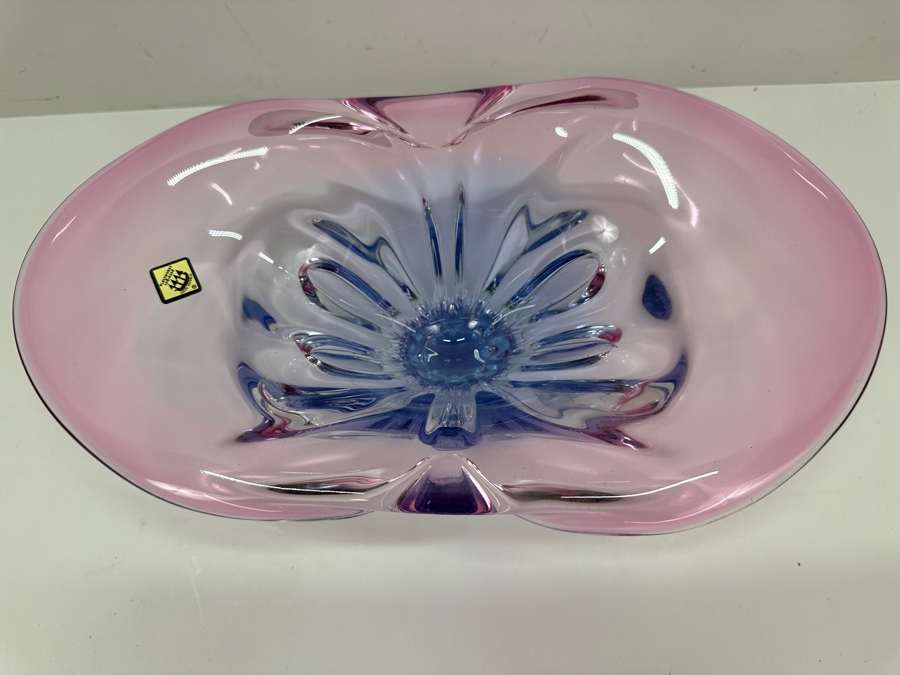 Art Glass Centerpiece Bowl By Glassworks Chribska Made In The Czech Republic 12.25W X 7D X 5H [Photo 5]