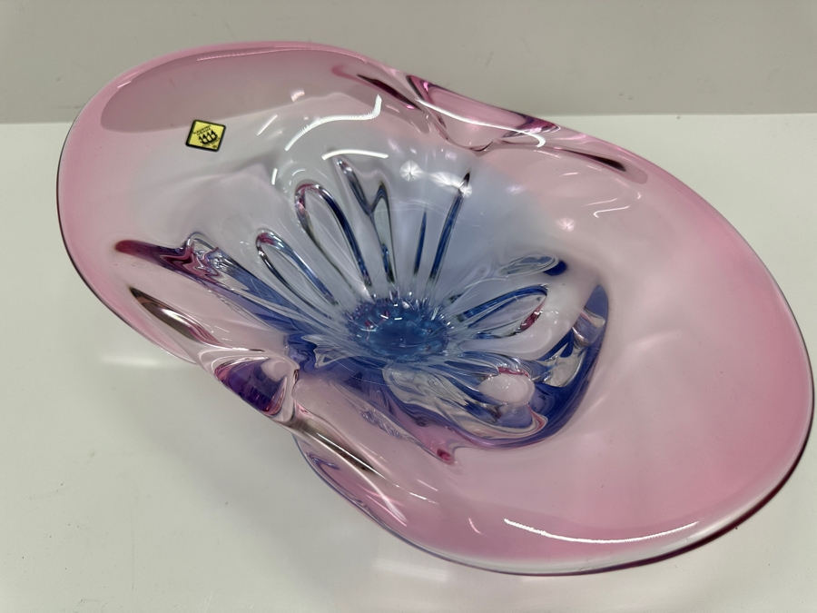 Art Glass Centerpiece Bowl By Glassworks Chribska Made In The Czech Republic 12.25W X 7D X 5H [Photo 6]