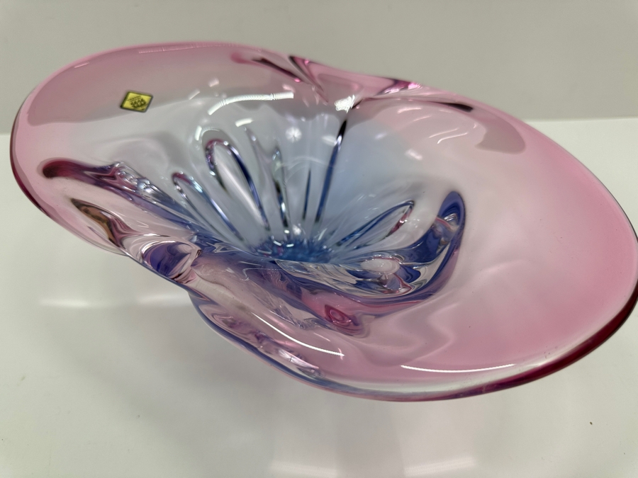 Art Glass Centerpiece Bowl By Glassworks Chribska Made In The Czech Republic 12.25W X 7D X 5H [Photo 7]