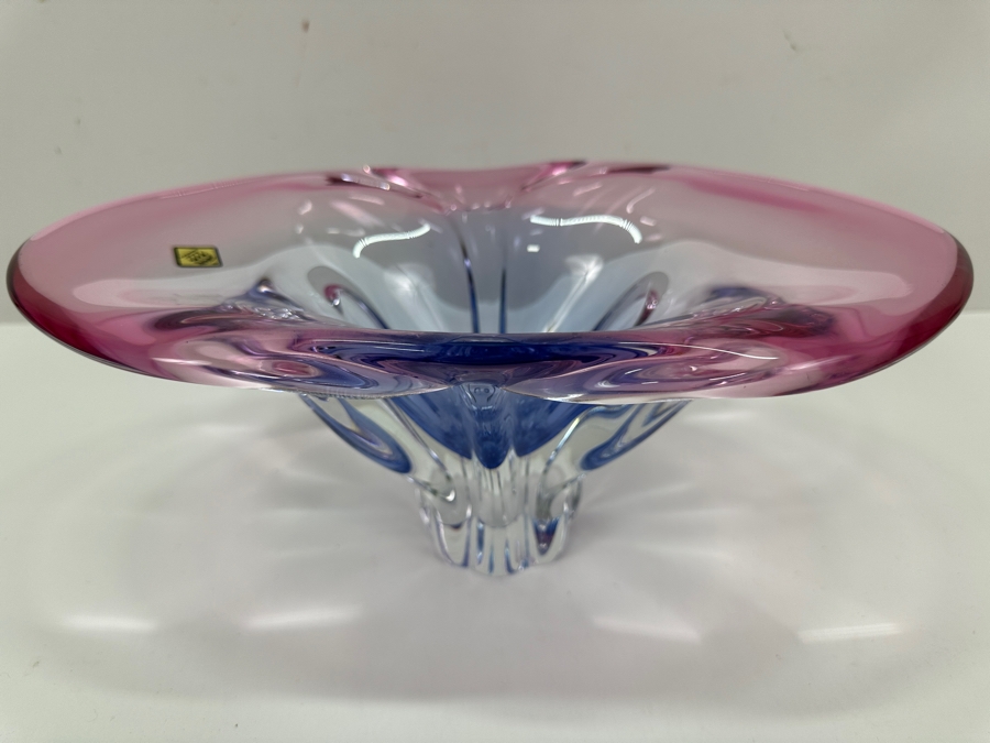 Art Glass Centerpiece Bowl By Glassworks Chribska Made In The Czech Republic 12.25W X 7D X 5H [Photo 2]