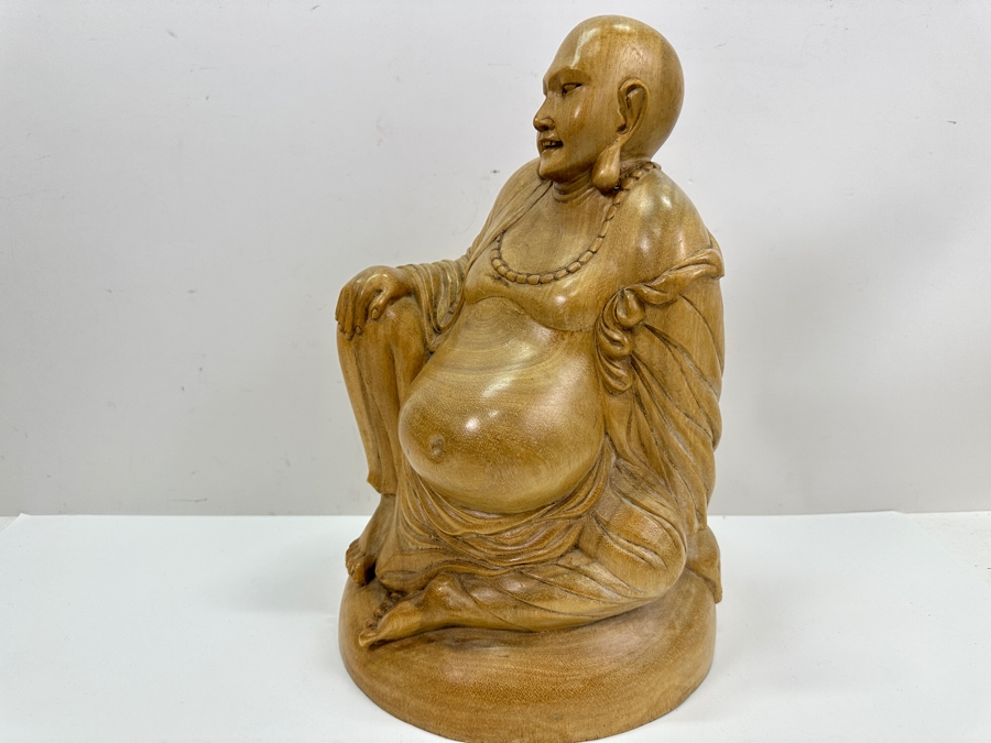Hand Carved Wooden Buddha Sculpture 14H [Photo 4]