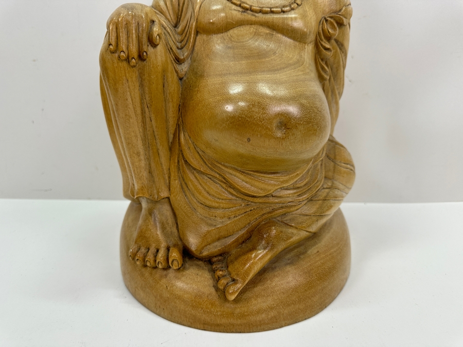 Hand Carved Wooden Buddha Sculpture 14H [Photo 3]