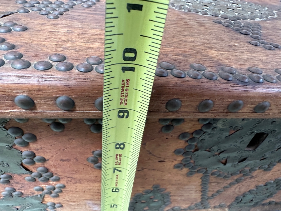 Vintage Wooden Zanzibar Chest Adorned With Brass 22.5W X 14D X 10H [Photo 10]