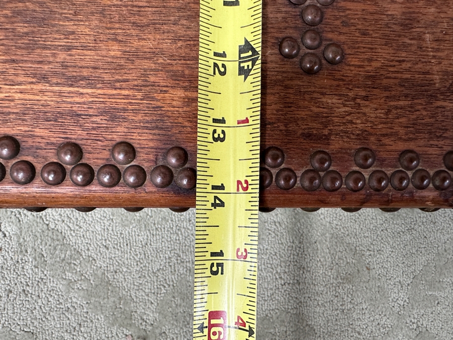 Vintage Wooden Zanzibar Chest Adorned With Brass 22.5W X 14D X 10H [Photo 9]