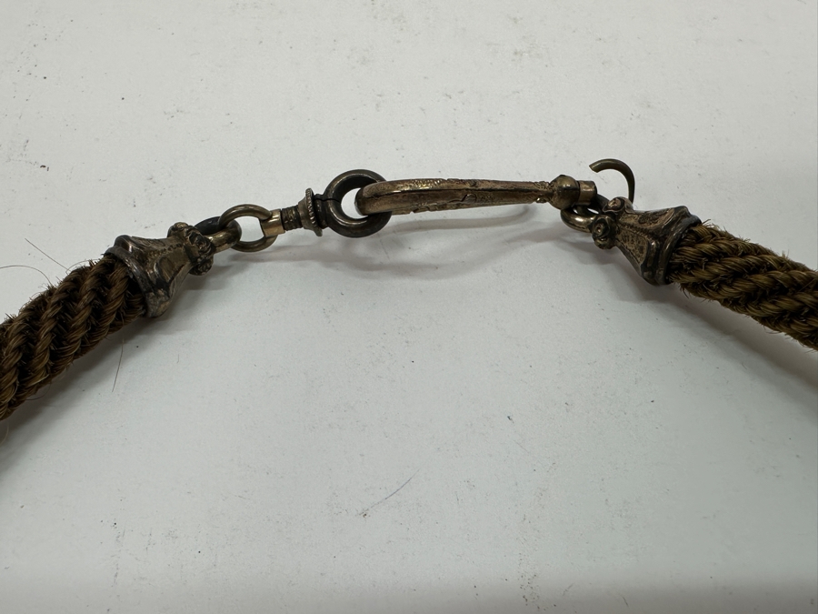 Antique Victorian Woven Hair Mourning Watch Chain Choker Necklace 12'L [Photo 3]