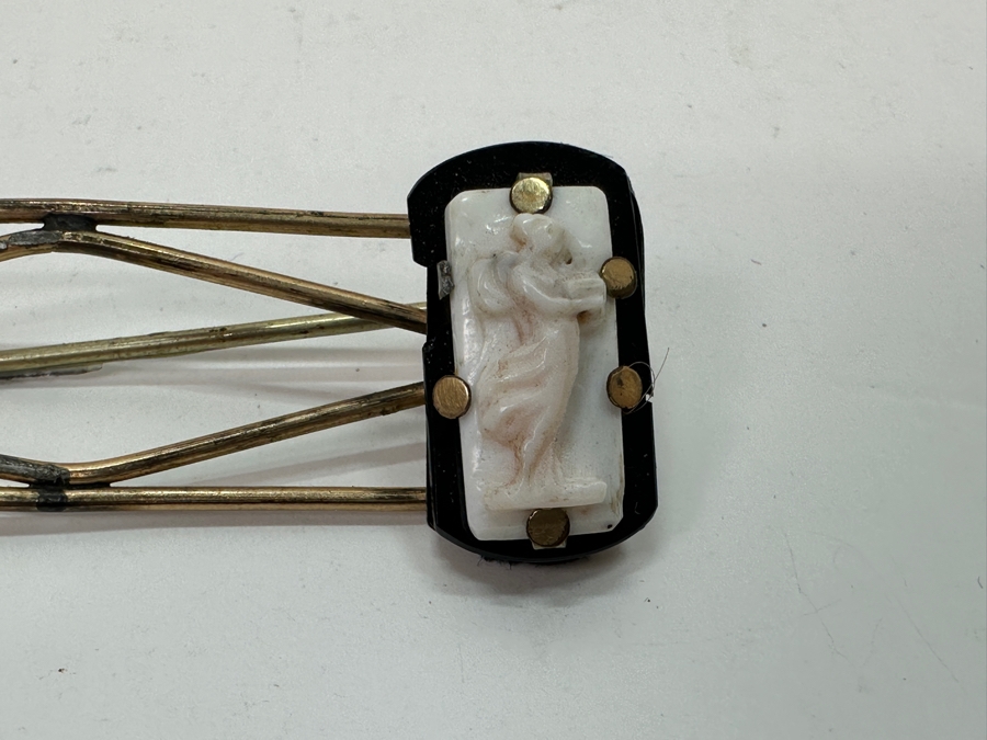 Antique Victorian Carved Brooch Pin 2.5L [Photo 3]