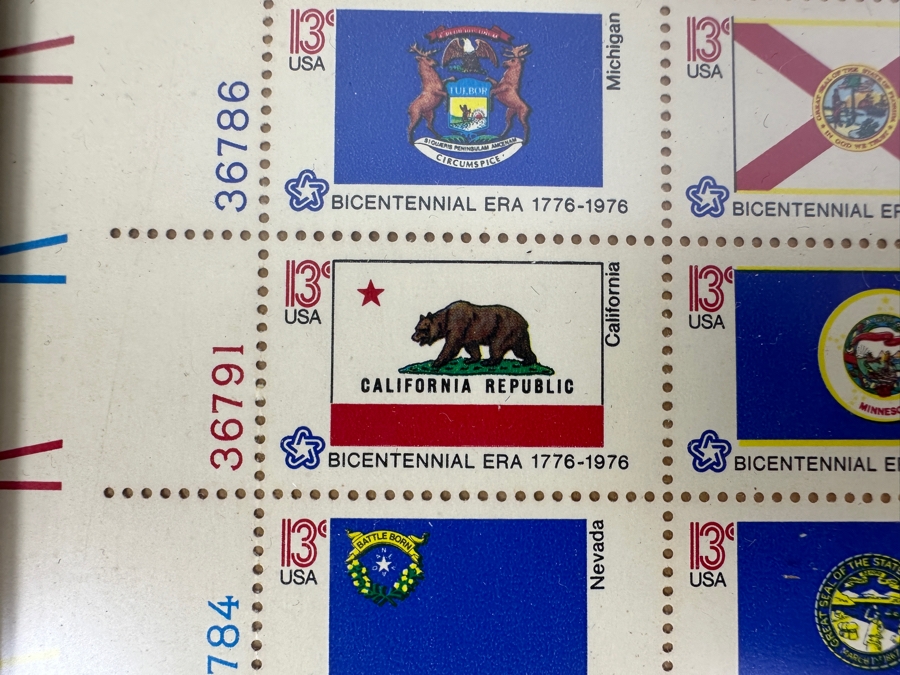 Framed US Mint 13 Cent Postage Stamps Of U.S. State Flags 10 X 11 [Photo 3]