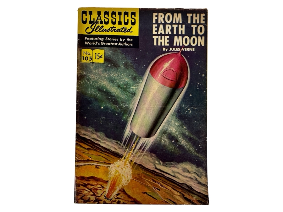 Classics Illustrated #105 From The Earth To The Moon By Jules Verne Vintage 1953 15 Cent Comic Book