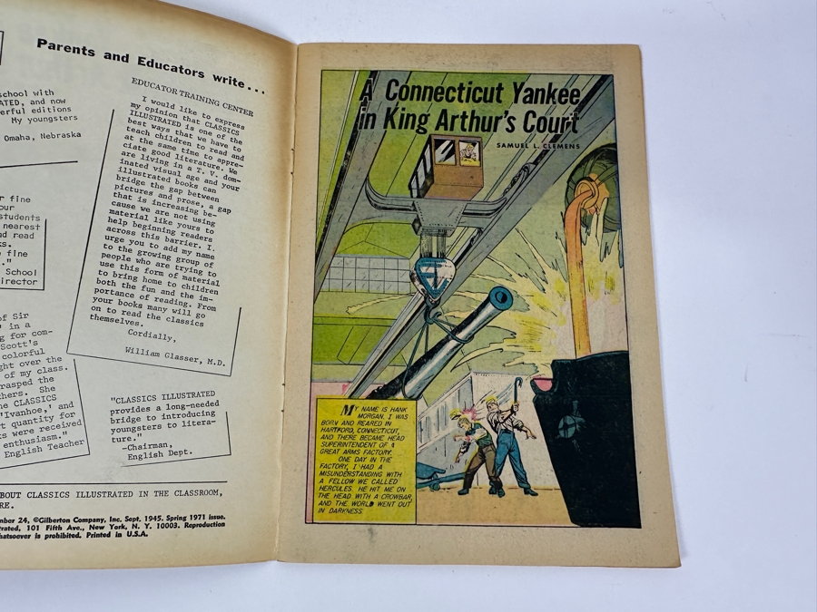 Classics Illustrated #24 A Connecticut Yankee In King Arthur's Court By Samuel L. Clemens Vintage 1971 25 Cent Comic Book [Photo 3]