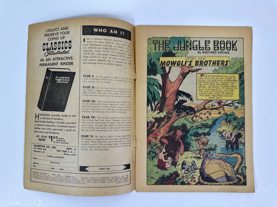 Classics Illustrated #83 The Jungle Book By Rudyard Kipling Vintage 1951 15 Cent Comic Book [Photo 3]