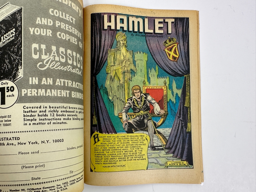 Classics Illustrated #99 Hamlet By William Shakespeare Vintage 1969 25 Cent Comic Book [Photo 3]