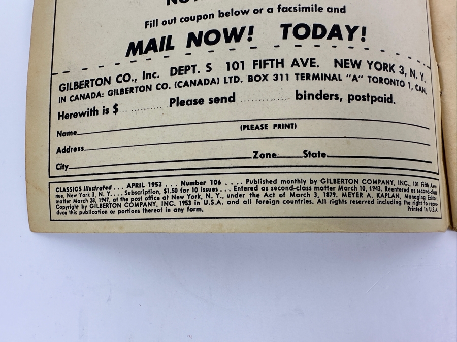 Classics Illustrated #106 Buffalo Bill Vintage 1953 15 Cent Comic Book [Photo 4]