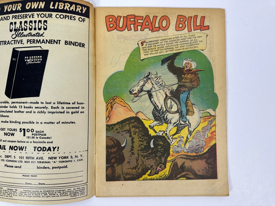Classics Illustrated #106 Buffalo Bill Vintage 1953 15 Cent Comic Book [Photo 3]