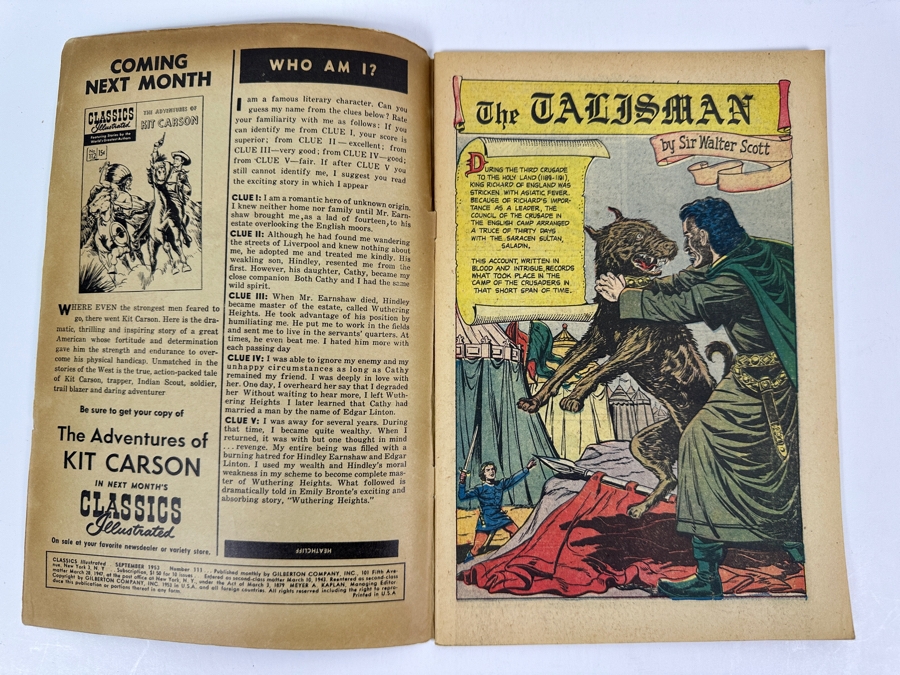 Classics Illustrated #111 The Talisman By Sir Walter Scott Vintage 1953 15 Cent Comic Book [Photo 3]