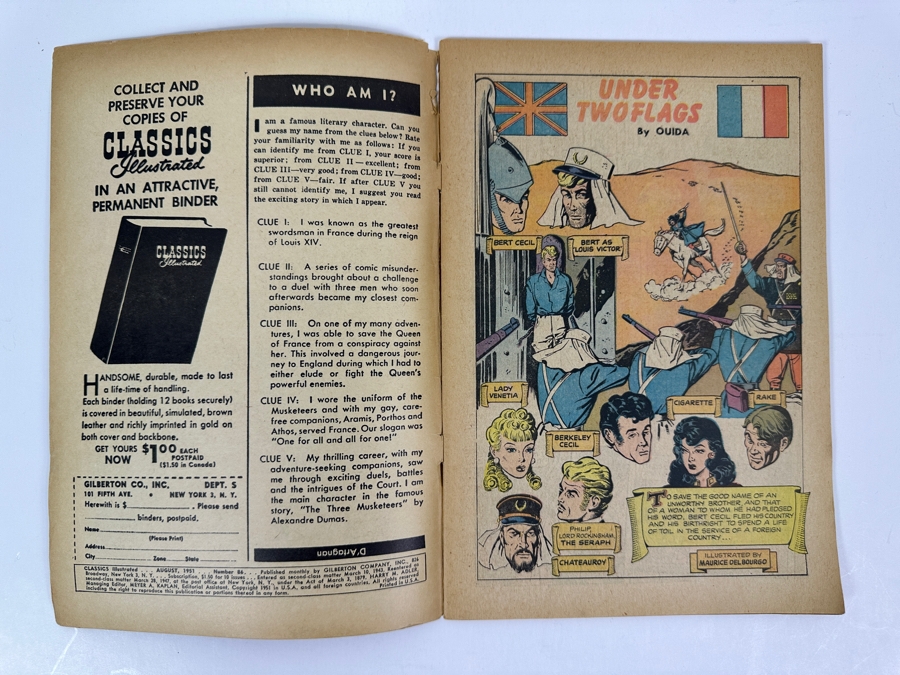 Classics Illustrated #86 Under Two Flags By Ouida Vintage 1951 15 Cent Comic Book [Photo 3]