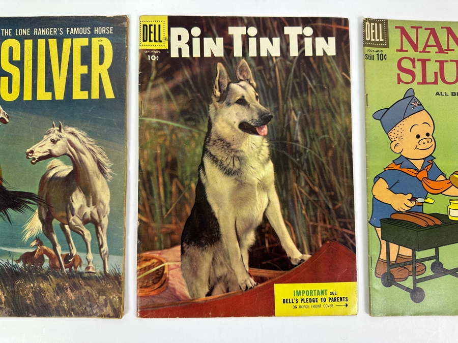 (3) Vintage Dell Comics 10 Cent Comic Books: Hi-Yo Silver, Rin Tin Tin & Nancy And Sluggo [Photo 2]