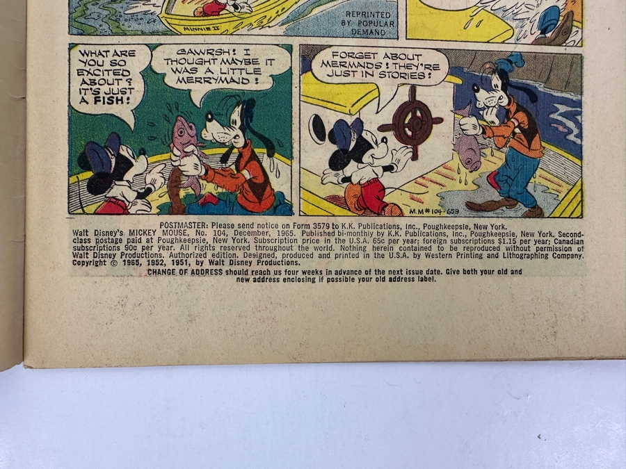 Gold Key Comics Walt Disney's Mickey Mouse #104 Vintage 1965 12 Cent Comic Book [Photo 3]