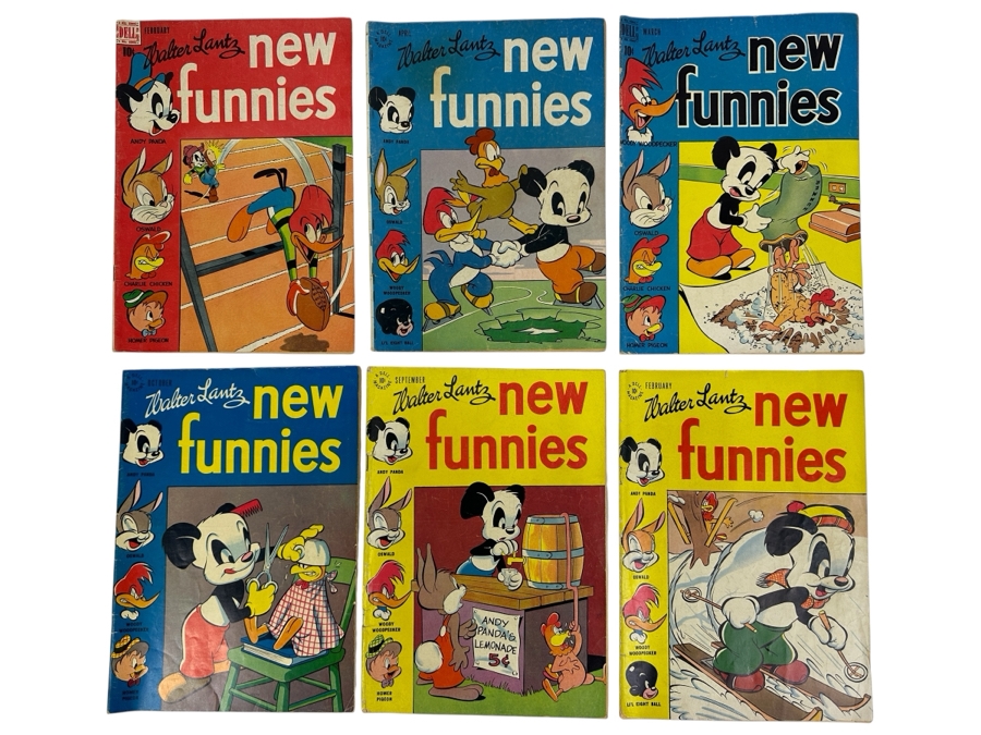 (6) Dell Comics Walter Lantz New Funnies 10 Cent Comic Books