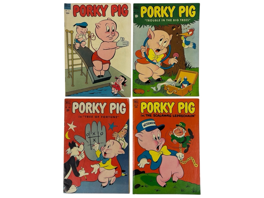 Dell Comics Four Color Porky Pig 1953 #28, 1952 #370, 1951 #360 & 1952 #426 10 Cent Comic Books