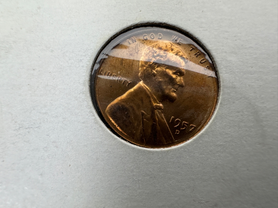 Collection Of Lincoln Pennies: (3) 1957 D, (1) 1956 D, (2) 1958 D, (4) 1943 S Steel Pennies And (1) Lincoln-Kennedy Penny [Photo 7]