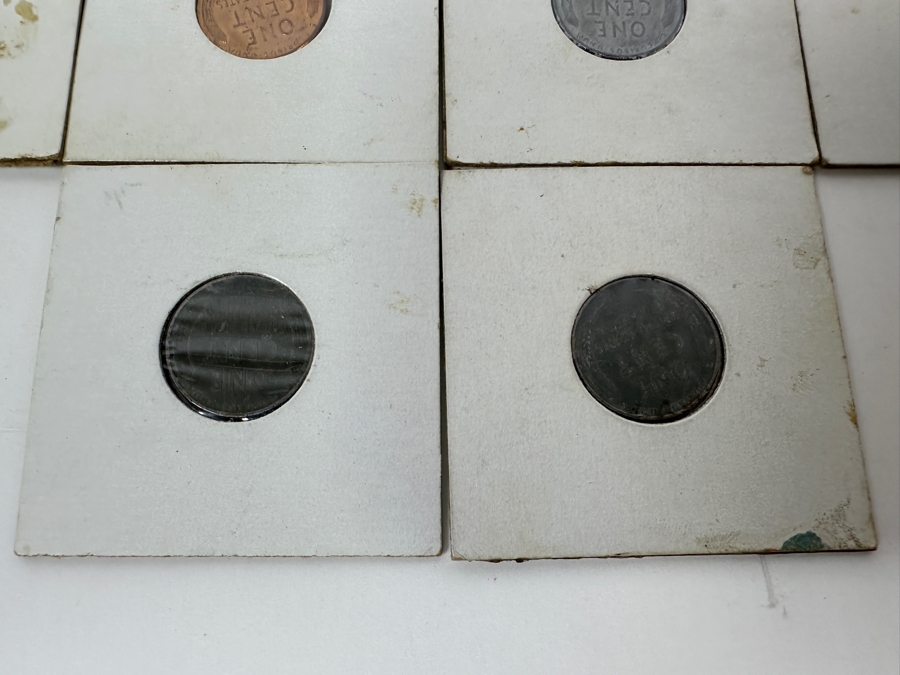 Collection Of Lincoln Pennies: (3) 1957 D, (1) 1956 D, (2) 1958 D, (4) 1943 S Steel Pennies And (1) Lincoln-Kennedy Penny [Photo 18]