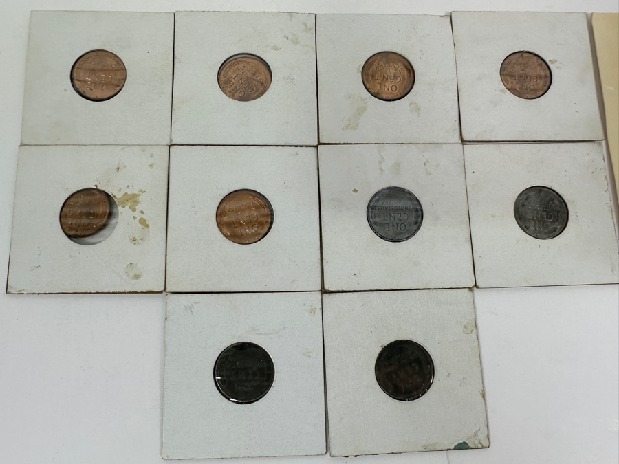 Collection Of Lincoln Pennies: (3) 1957 D, (1) 1956 D, (2) 1958 D, (4) 1943 S Steel Pennies And (1) Lincoln-Kennedy Penny [Photo 15]