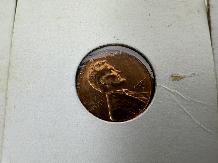 Collection Of Lincoln Pennies: (3) 1957 D, (1) 1956 D, (2) 1958 D, (4) 1943 S Steel Pennies And (1) Lincoln-Kennedy Penny [Photo 3]