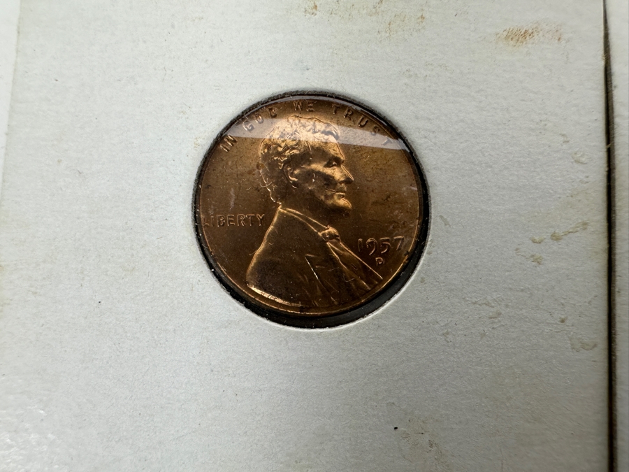 Collection Of Lincoln Pennies: (3) 1957 D, (1) 1956 D, (2) 1958 D, (4) 1943 S Steel Pennies And (1) Lincoln-Kennedy Penny [Photo 2]