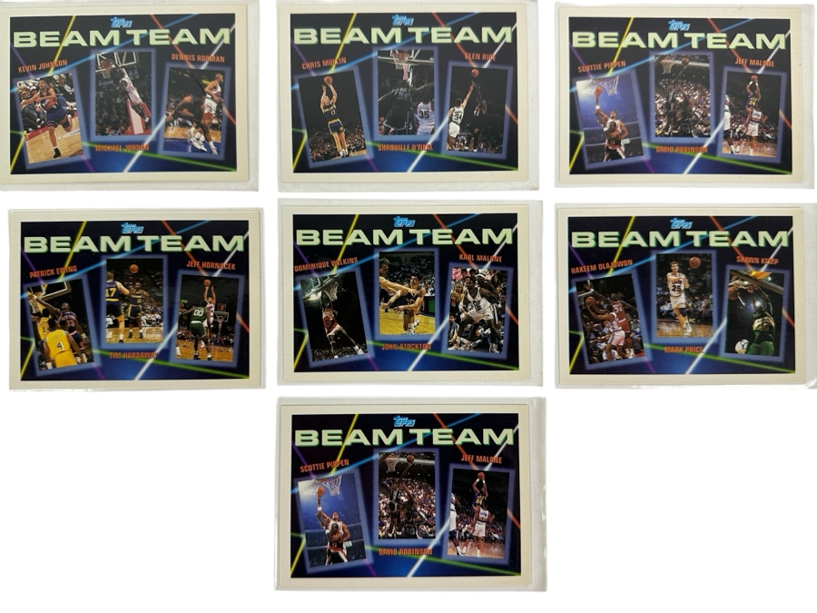 (7) 1993 Topps Beam Team Basketball Cards With Michael Jordan Card