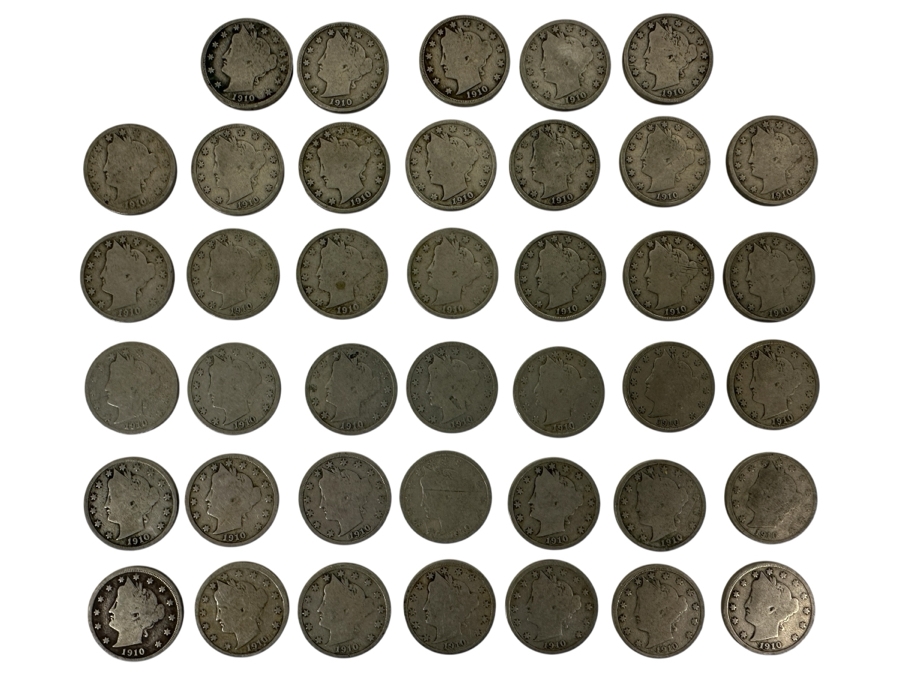 (40) Antique 1910 Liberty Head V Nickels